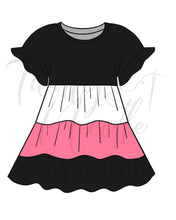 Load image into Gallery viewer, Haley Pink, White, and Black Dress