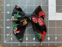 Load image into Gallery viewer, Red Floral Fable Hair Bow
