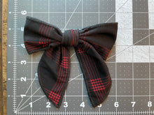 Load image into Gallery viewer, Black and Red Plaid Fable Hair Bow
