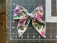 Load image into Gallery viewer, Purple Floral Fable Hair Bow