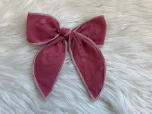 Load image into Gallery viewer, Mauve Polka Dot Fable Hair Bow