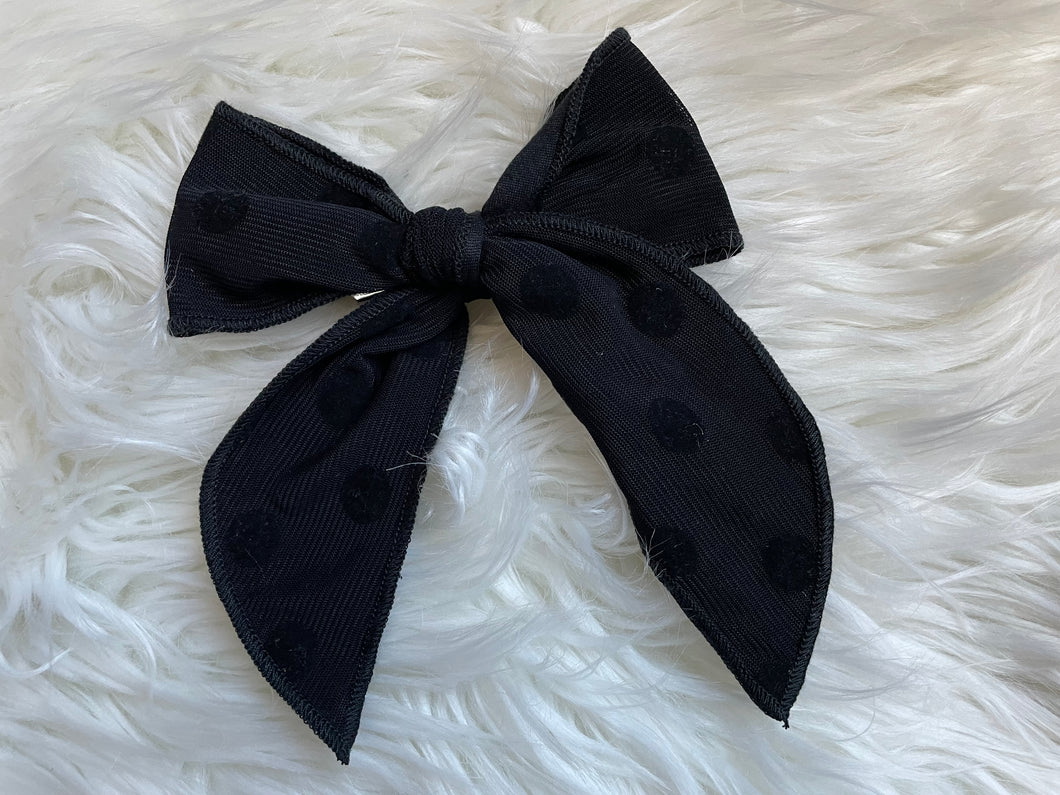 Black Polka Dot Fable Hair Bow