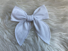 Load image into Gallery viewer, White Polka Dot Fable Hair Bow
