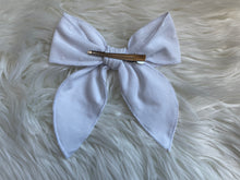 Load image into Gallery viewer, White Polka Dot Fable Hair Bow
