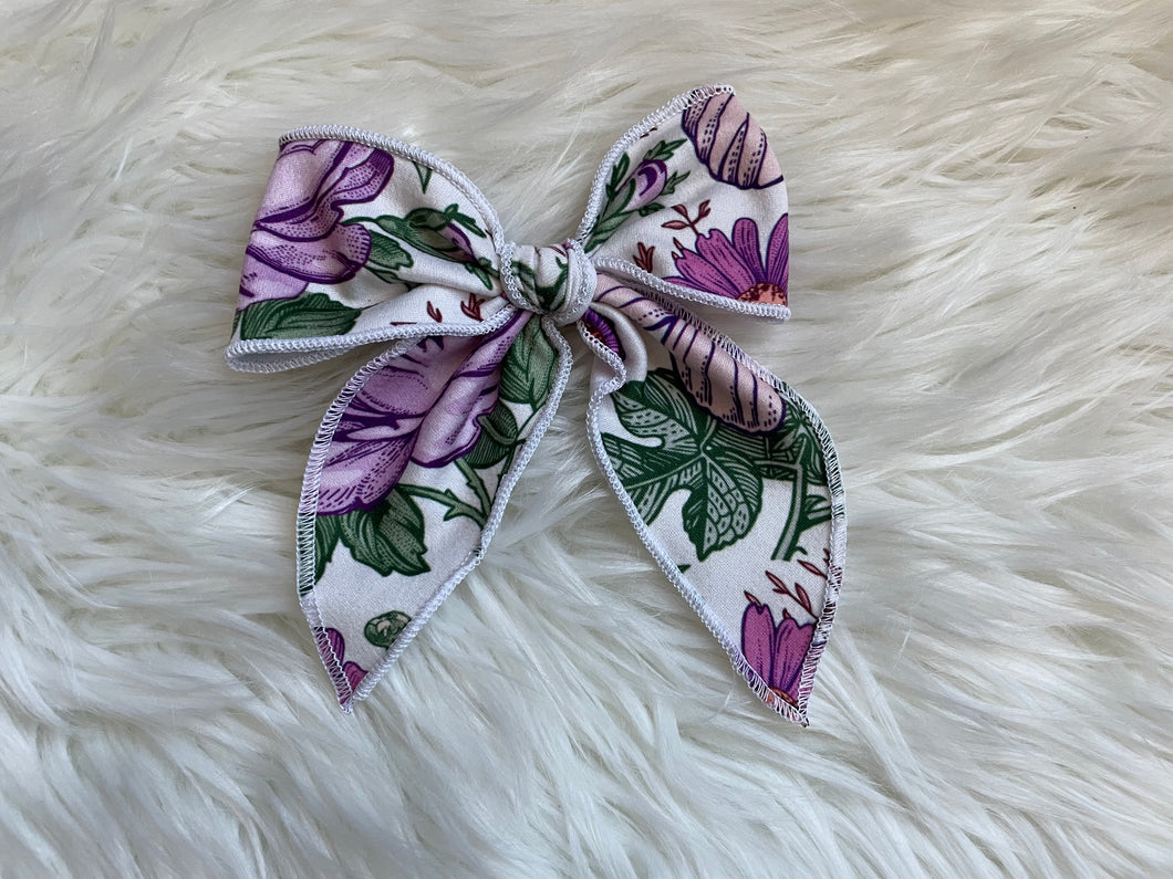 Purple Floral Fable Hair Bow