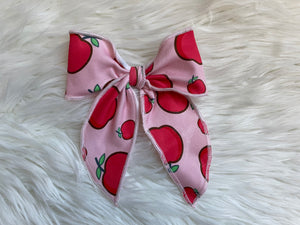 Apples on Pink Fable Hair Bow