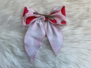 Apples on Pink Fable Hair Bow