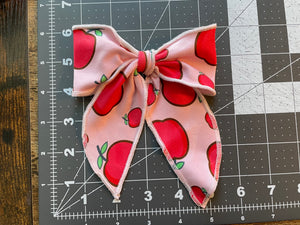 Apples on Pink Fable Hair Bow