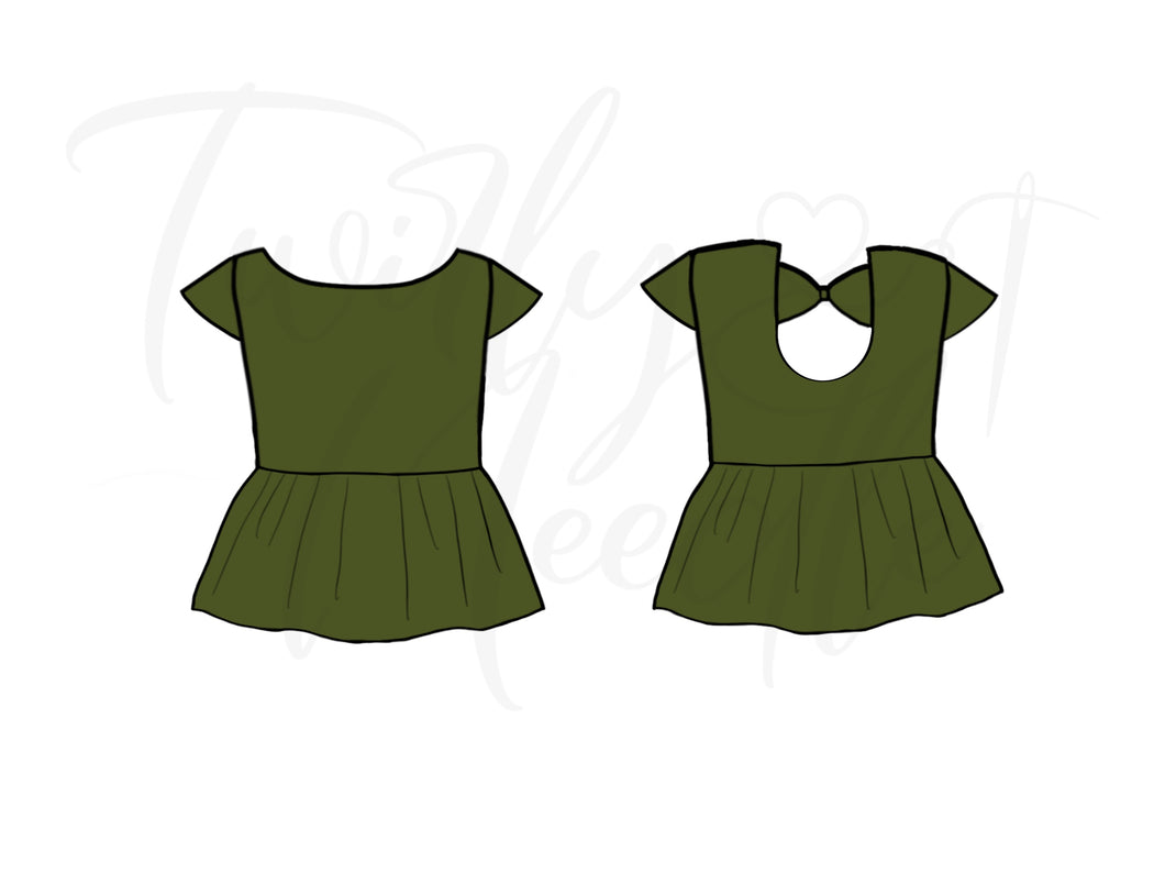 Cora Solid Olive Green Peplum