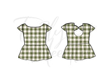 Load image into Gallery viewer, Cora Green Gingham Peplum
