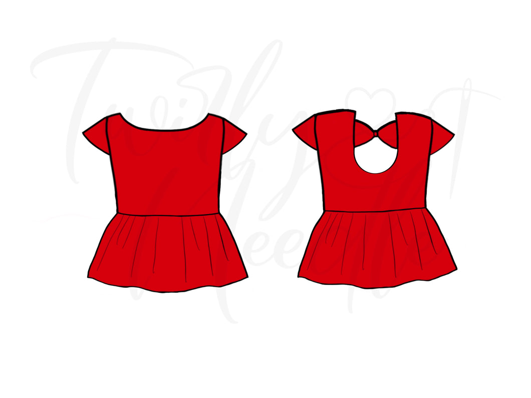 Cora Solid Red Peplum