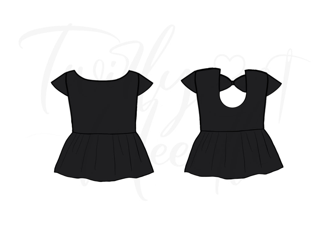 Cora Solid Black Peplum