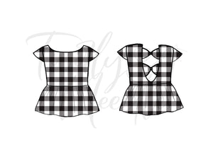 Cora Black Gingham Peplum