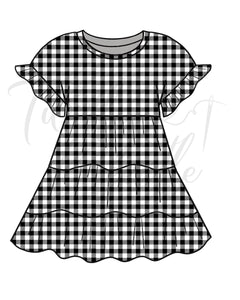 Haley Black and White Gingham Dress