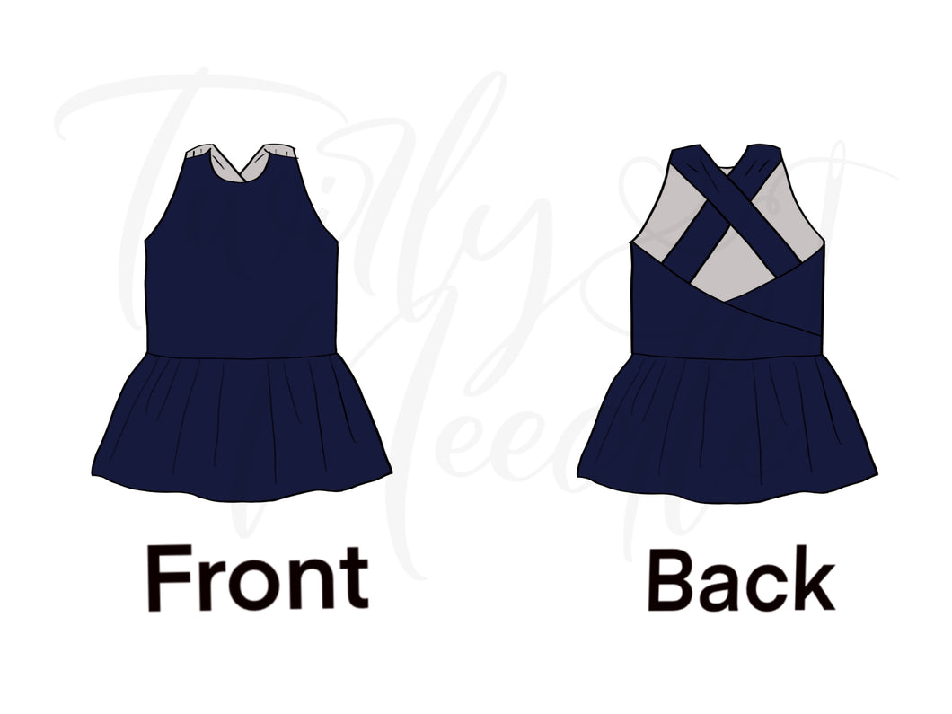 Livi Solid Navy Blue Peplum