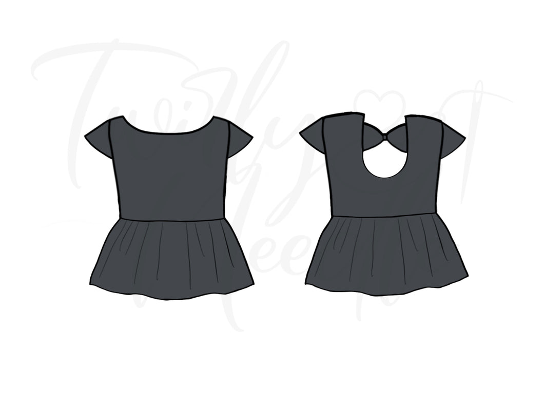 Cora Solid Charcoal Grey Peplum