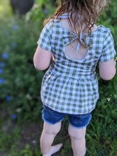 Load image into Gallery viewer, Cora Green Gingham Peplum
